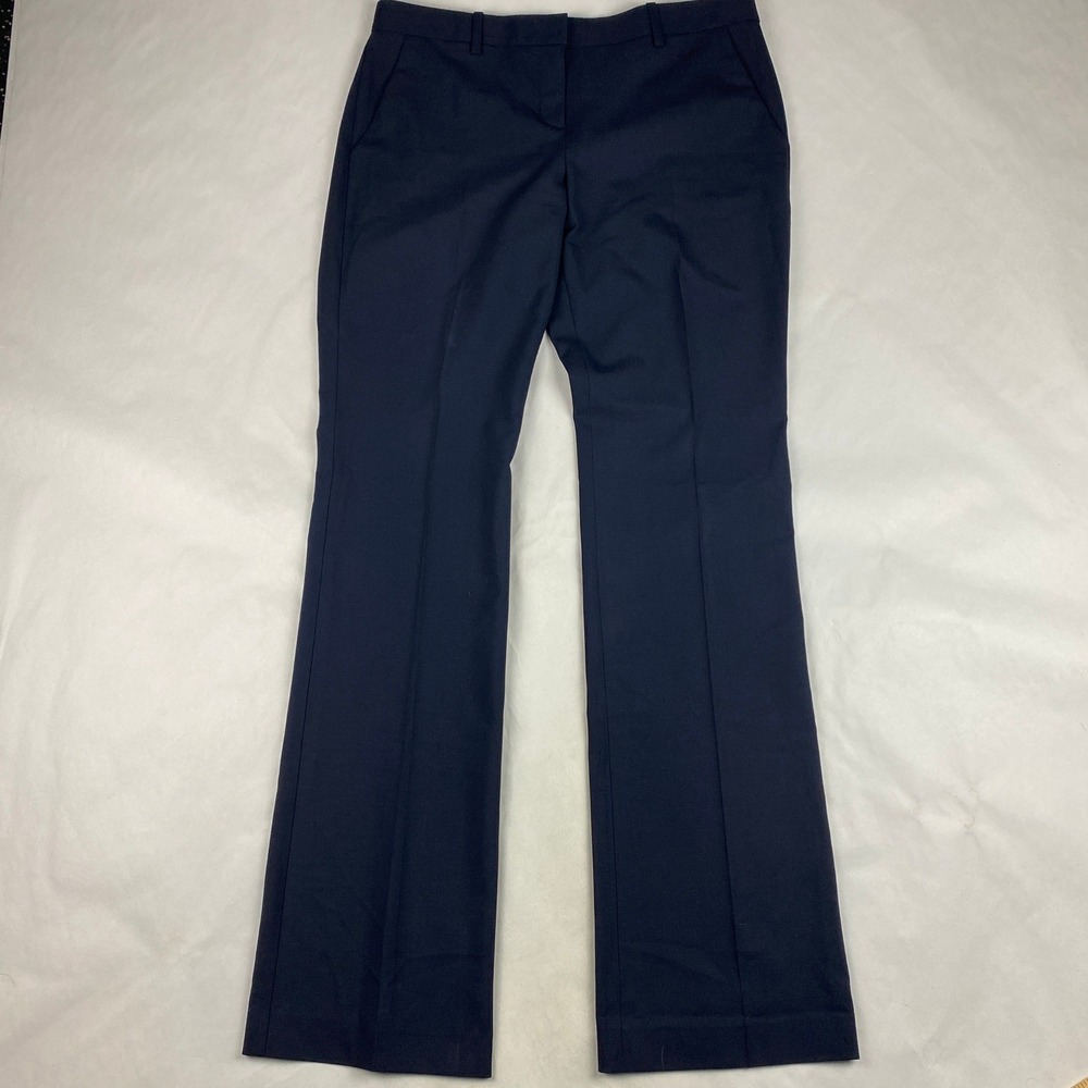 Theory Pants Women's Size 10 Max C3 Sevona Trouser Blue Wool Stretch - Flaw - Picture 1 of 16